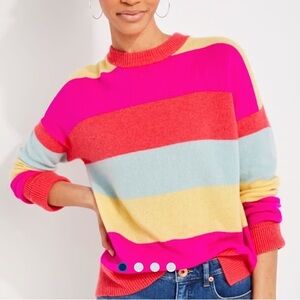NWT Vineyard Vines Seaspun Cashmere Bright Colorblock Coastal Crewneck Sweater